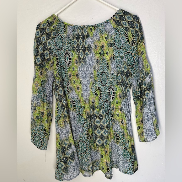Spense Green and Blue Patterned Blouse - Picture 2 of 5
